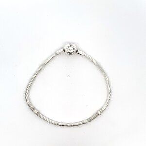 Pandora Sterling Silver Bracelet with Heart Snap Clasp - 590719 8.3"